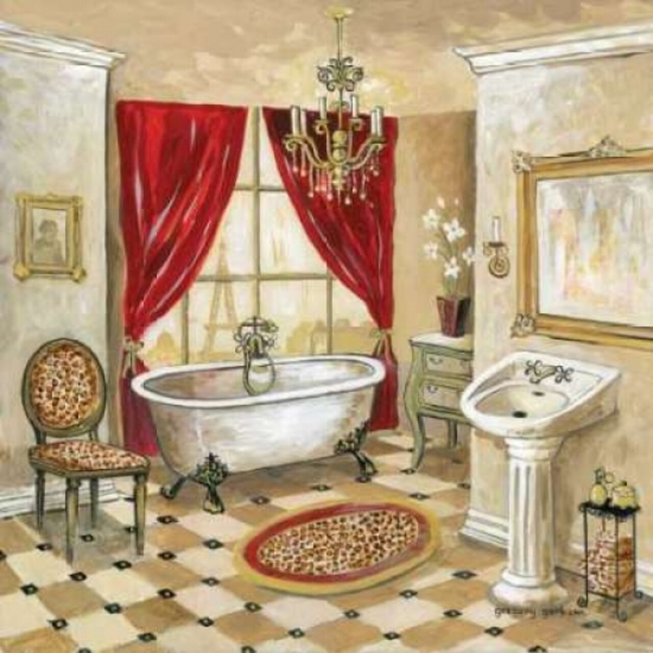 Leopard Parisian Bath Poster Print by Gregory Gorham - Item # VARPDXGOR366